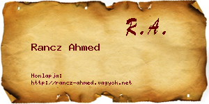 Rancz Ahmed névjegykártya